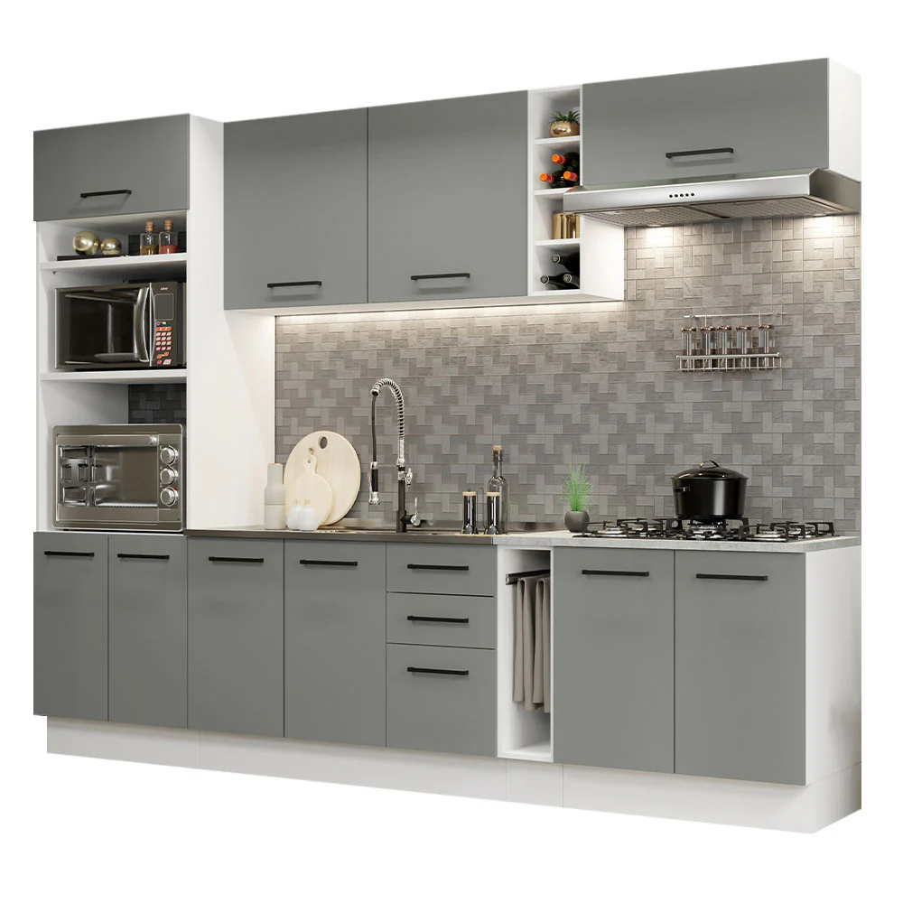 Armário de Cozinha Completa 290cm Branco Cinza Agata Madesa 05 - Image 2