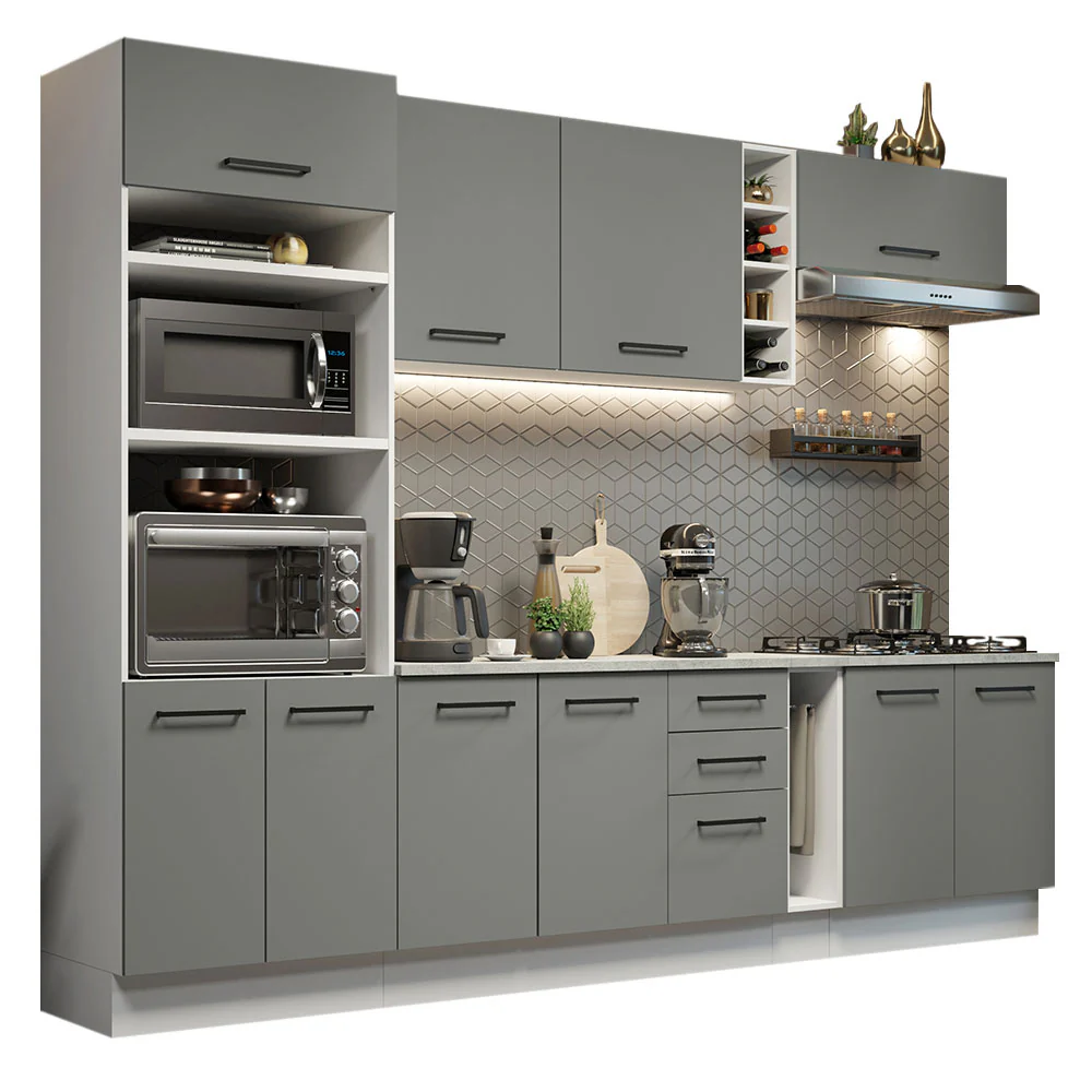 Armário de Cozinha Completa 290cm Branco Cinza Agata Madesa 06 - Image 2