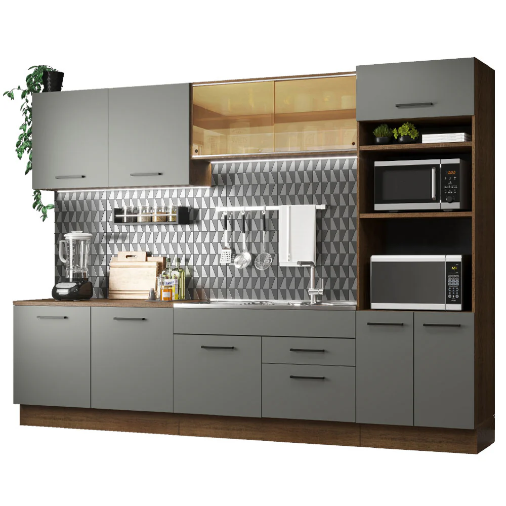Armário de Cozinha Completa 310cm Rustic/Cinza Agata Madesa 01 - Image 2