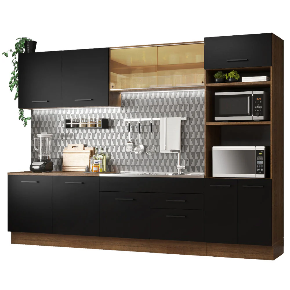 Armário de Cozinha Completa 310cm Rustic/Preto Agata Madesa 01 - Image 2