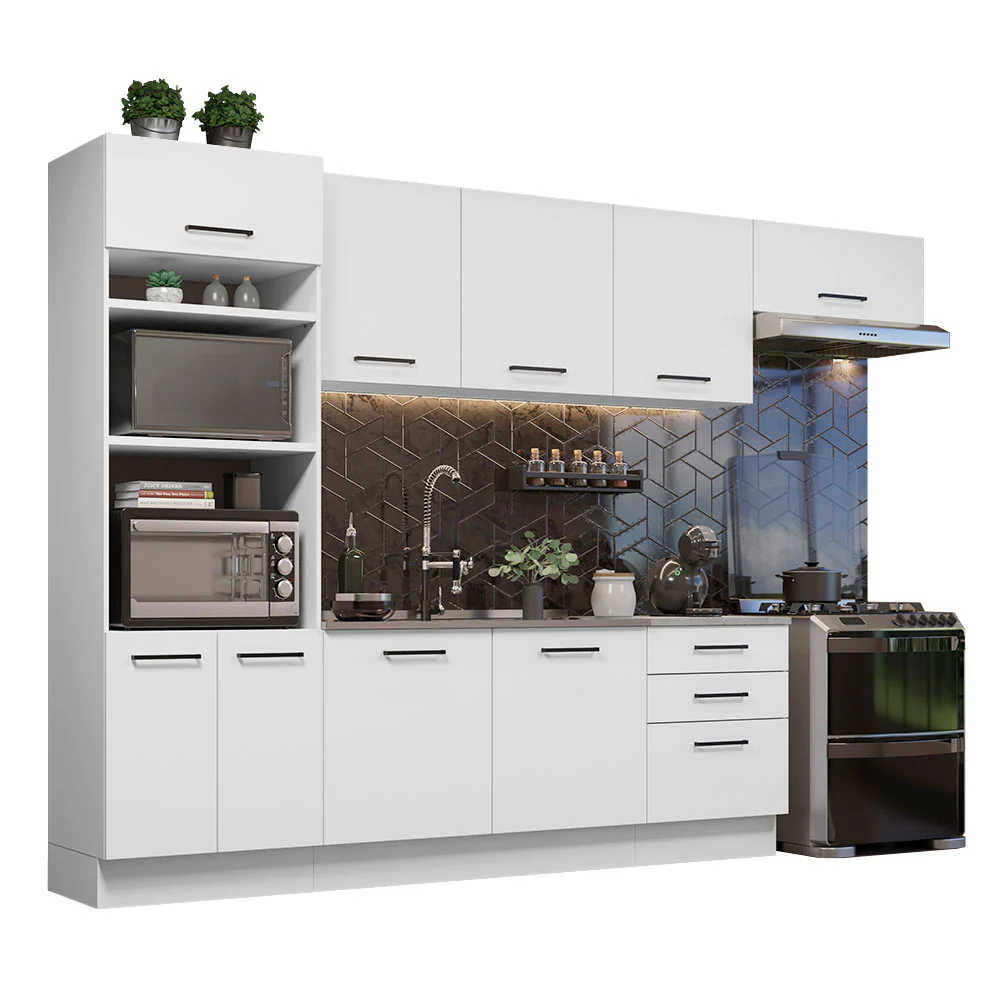 Armário de Cozinha Completa 330cm Branco Agata Madesa 01 - Image 2