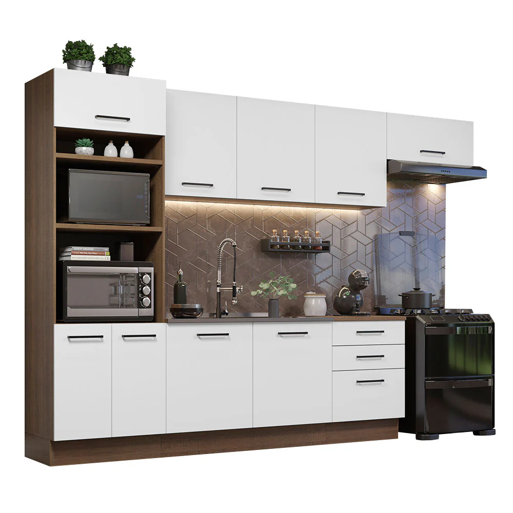 Armário de Cozinha Completa 330cm Rustic Branco Agata Madesa 01 - Image 2