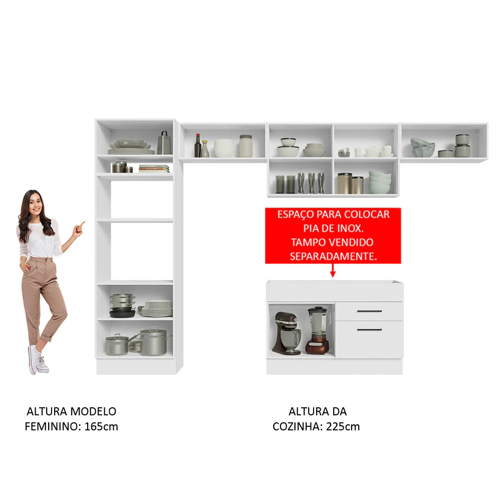 Armário de Cozinha Completa 350cm Branco Agata Madesa 01 - Image 5