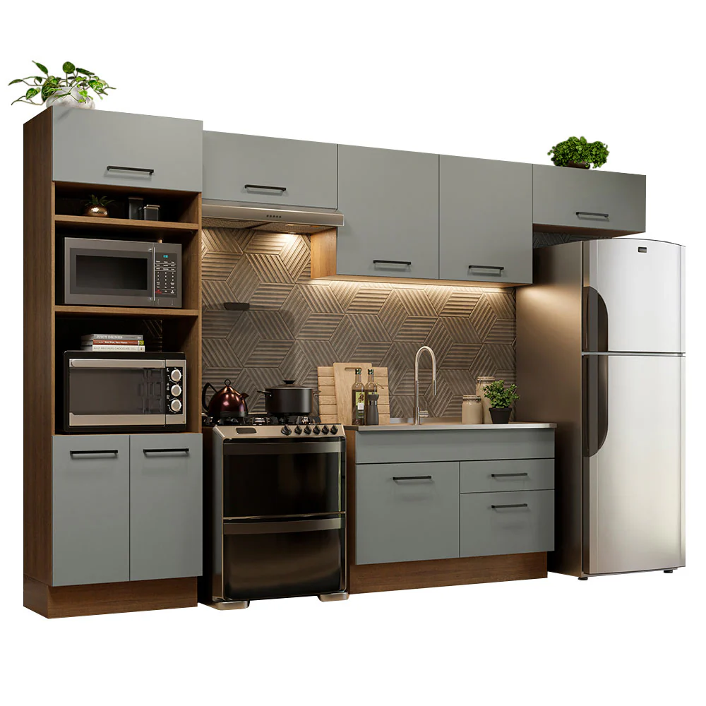 Armário de Cozinha Completa 350cm Rustic/Cinza Agata Madesa 01 - Image 2