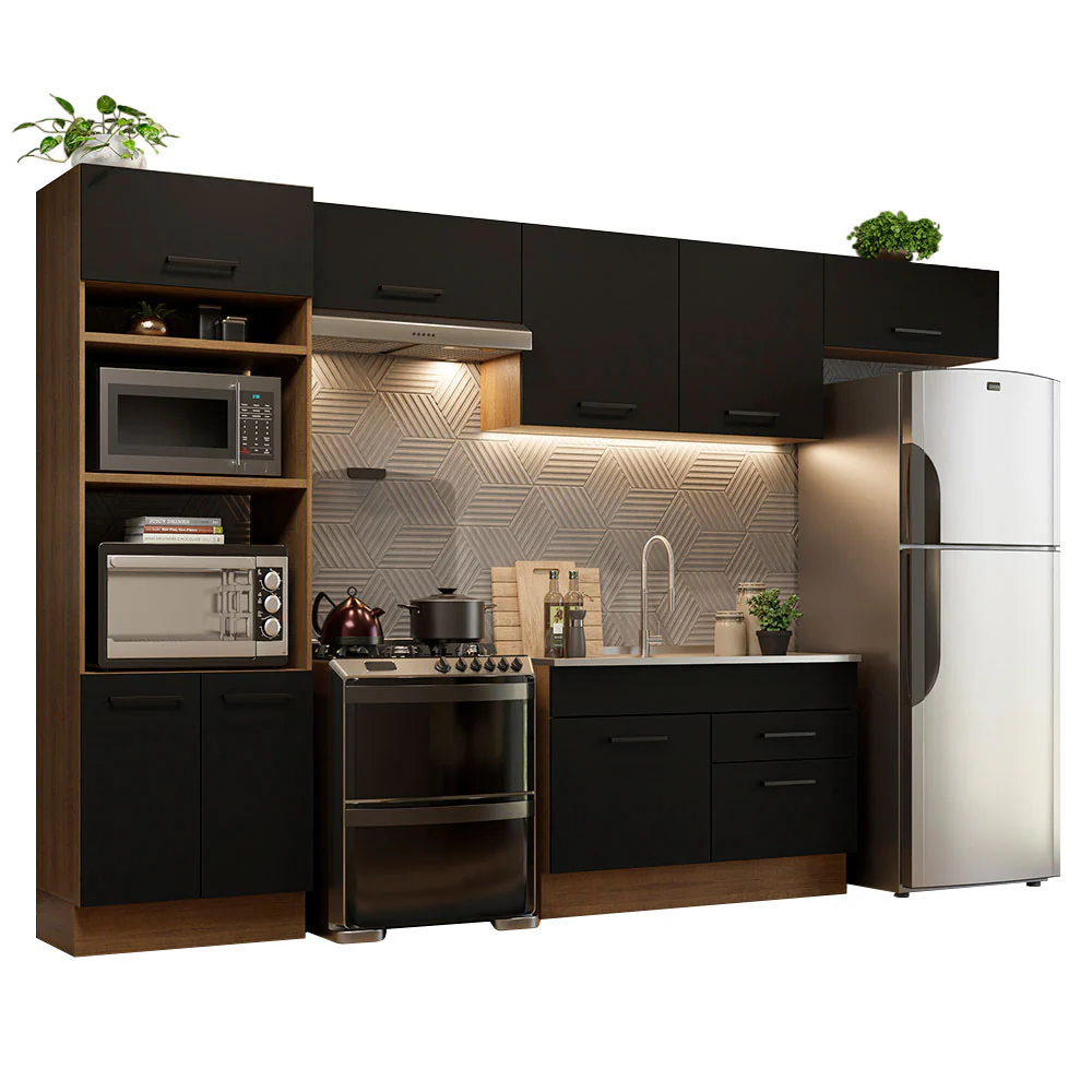 Armário de Cozinha Completa 350cm Rustic/Preto Agata Madesa 01 - Image 2