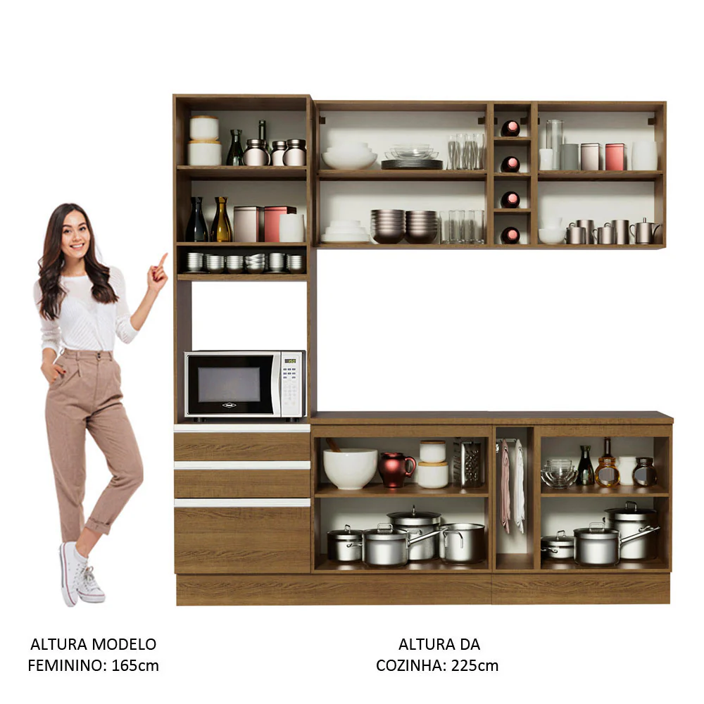 Armário de Cozinha Completa 220cm Rustic Áquila Madesa 04 - Image 5