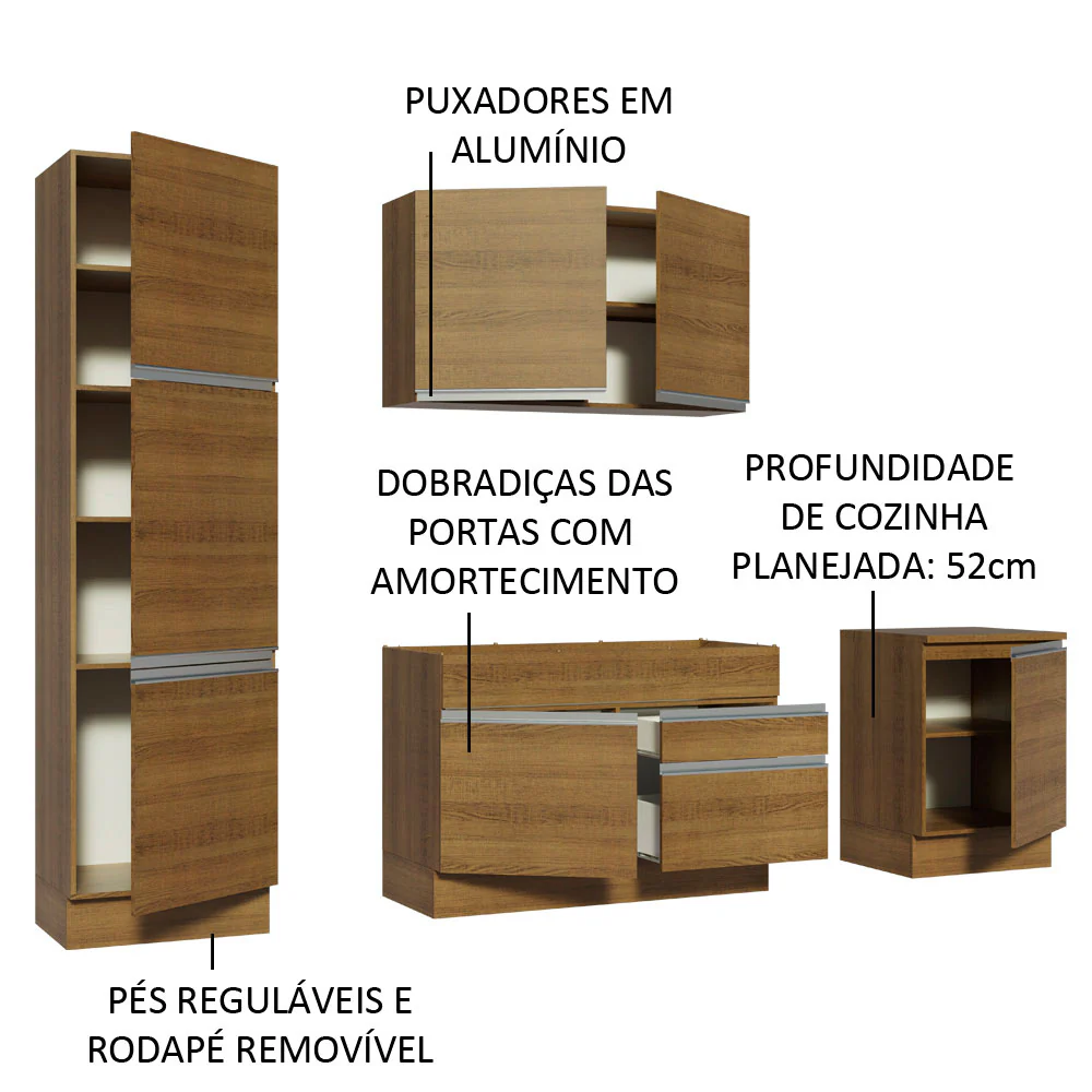 Armário de Cozinha Completa 240cm Rustic Bari Madesa 01 - Image 4