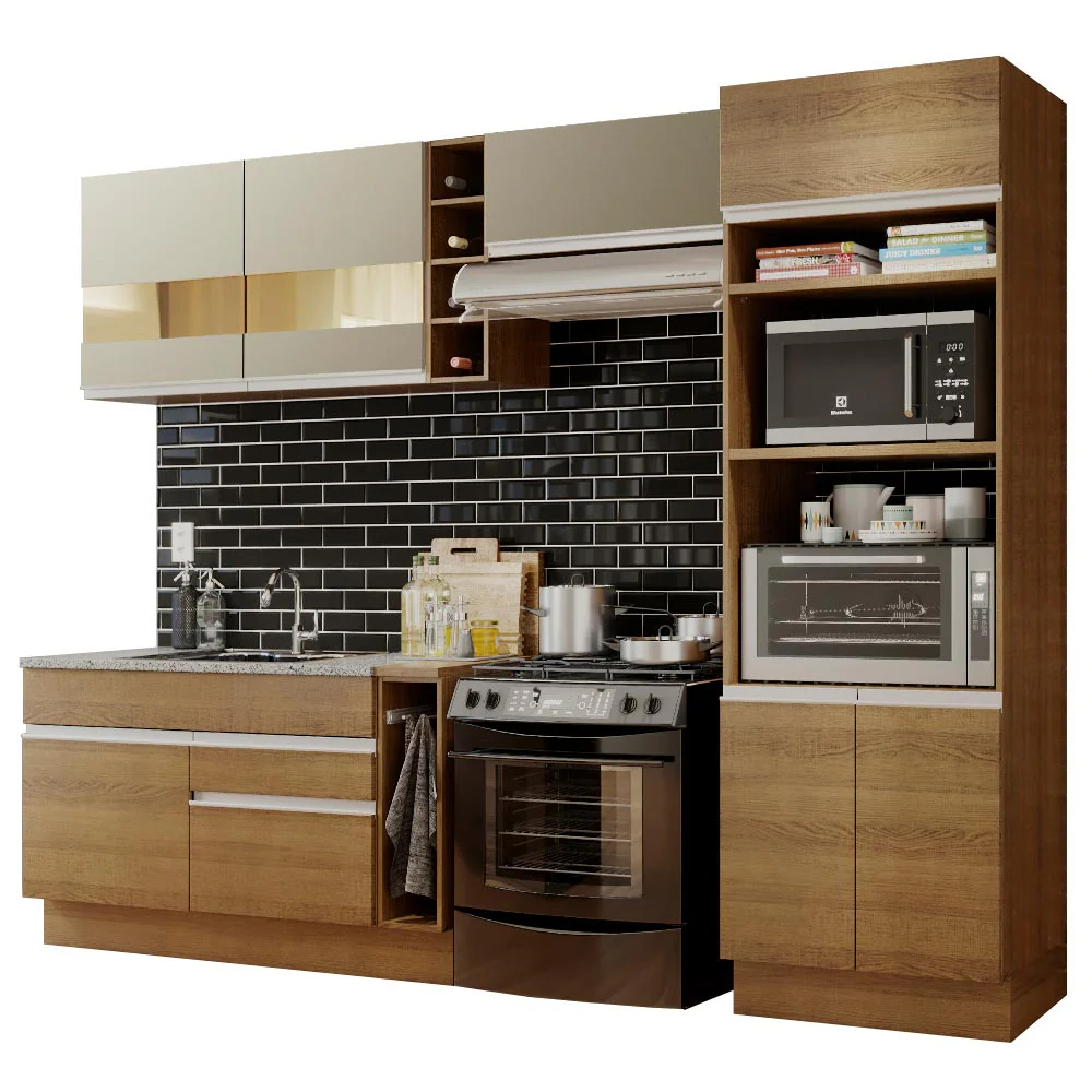 Armário de Cozinha Completa 290cm Rustic/Rustic/Crema Cristal Madesa 09 - Image 2