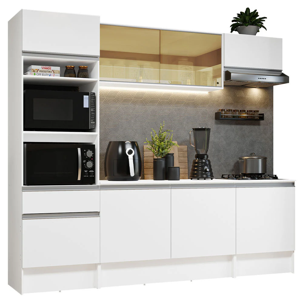 Armário de Cozinha Completa 240cm Branco Diamante Madesa - Image 2