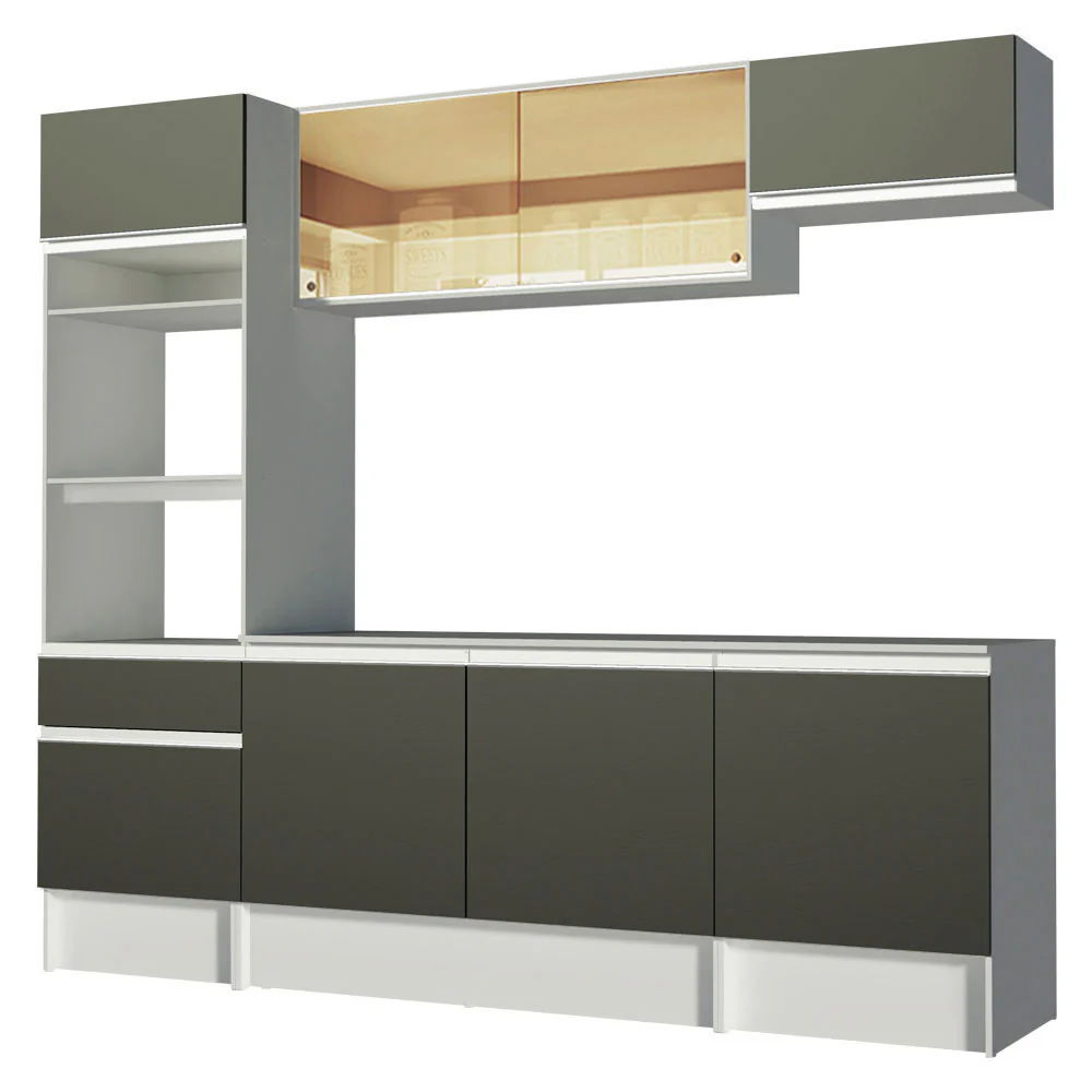 Armário de Cozinha Completa 240cm Branco/Preto Diamante Madesa - Image 10