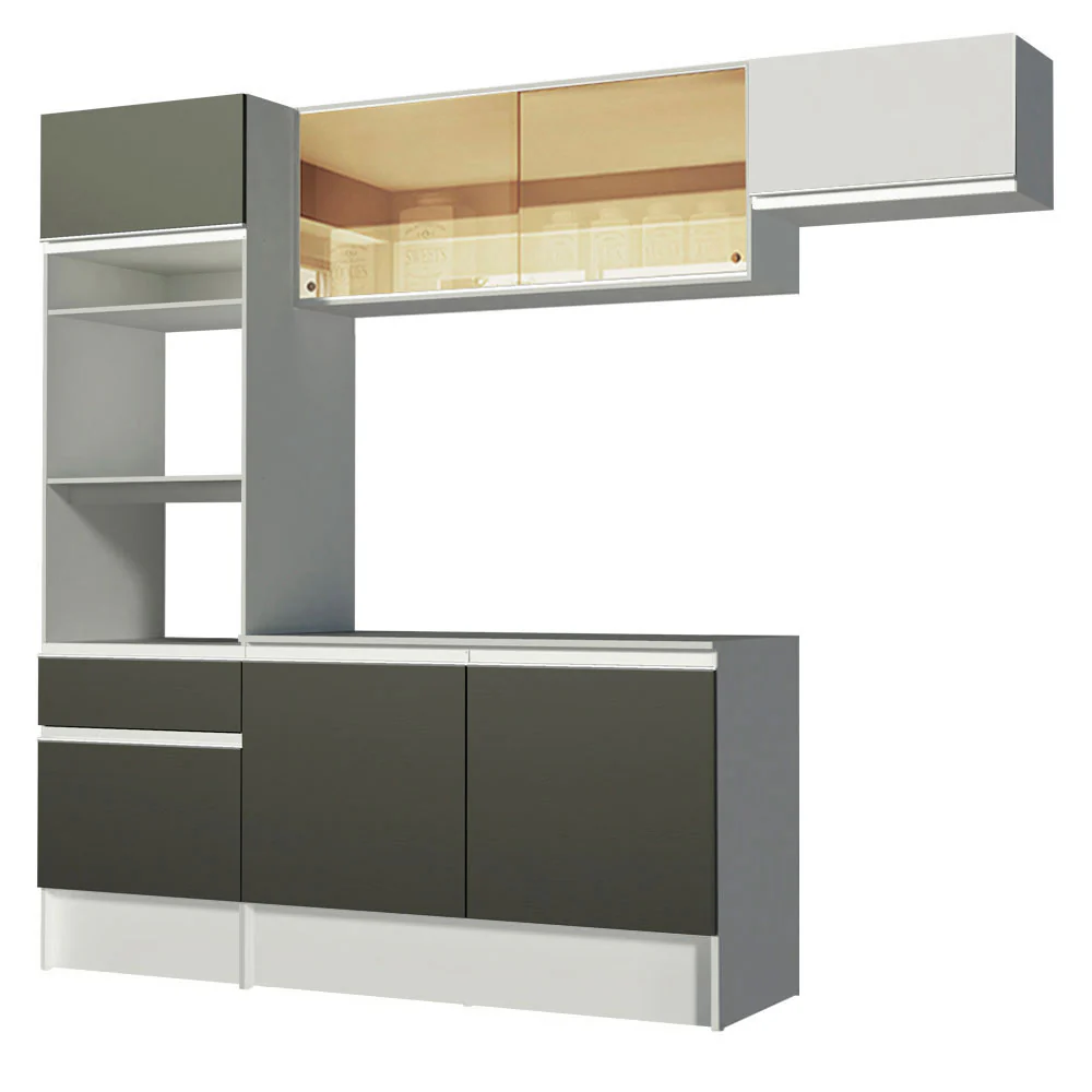 Armário de Cozinha Completa 240cm Branco/Preto/Branco Diamante Madesa 02 - Image 10