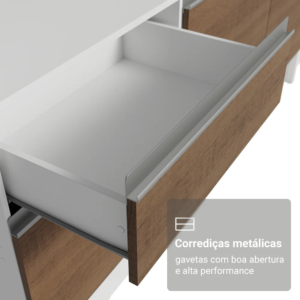 Armário de Cozinha Completa 240cm Branco/Rustic Diamante Madesa - Image 6