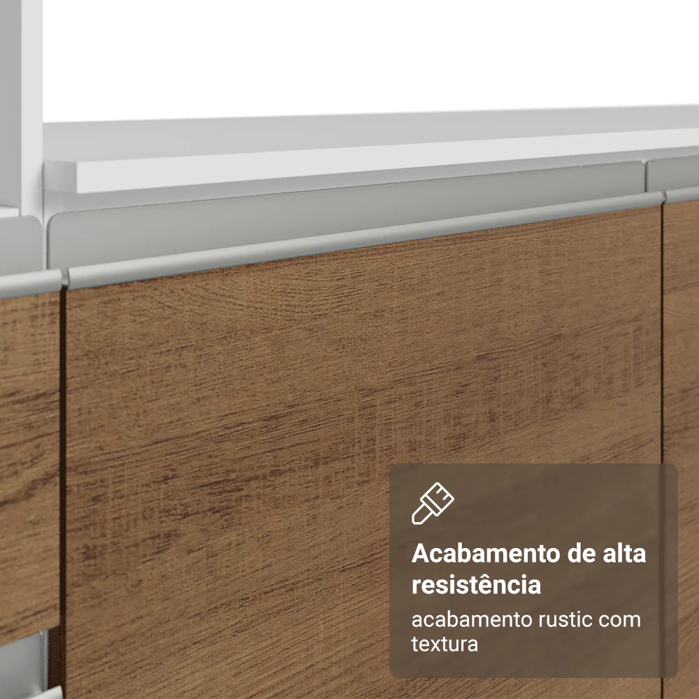 Armário de Cozinha Completa 240cm Branco/Rustic Diamante Madesa - Image 8