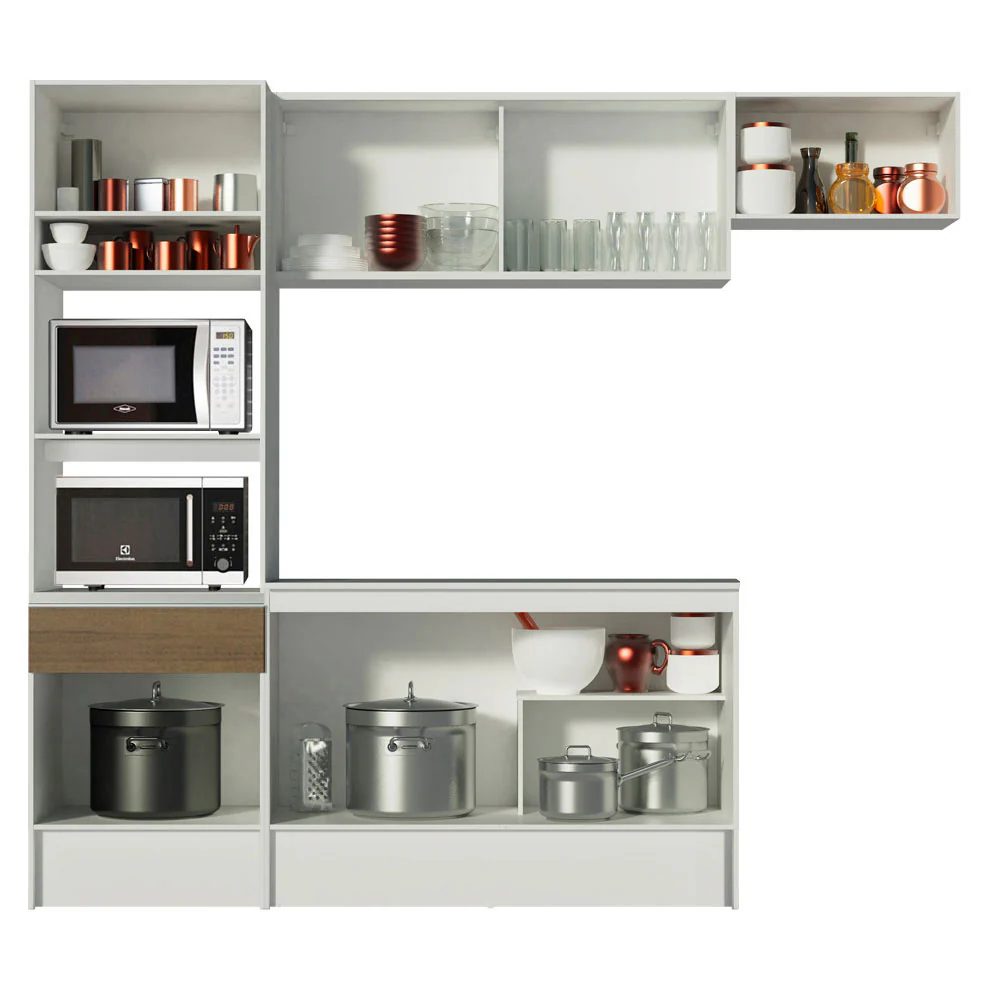 Armário de Cozinha Completa 240cm Branco/Rustic Diamante Madesa 02 - Image 5