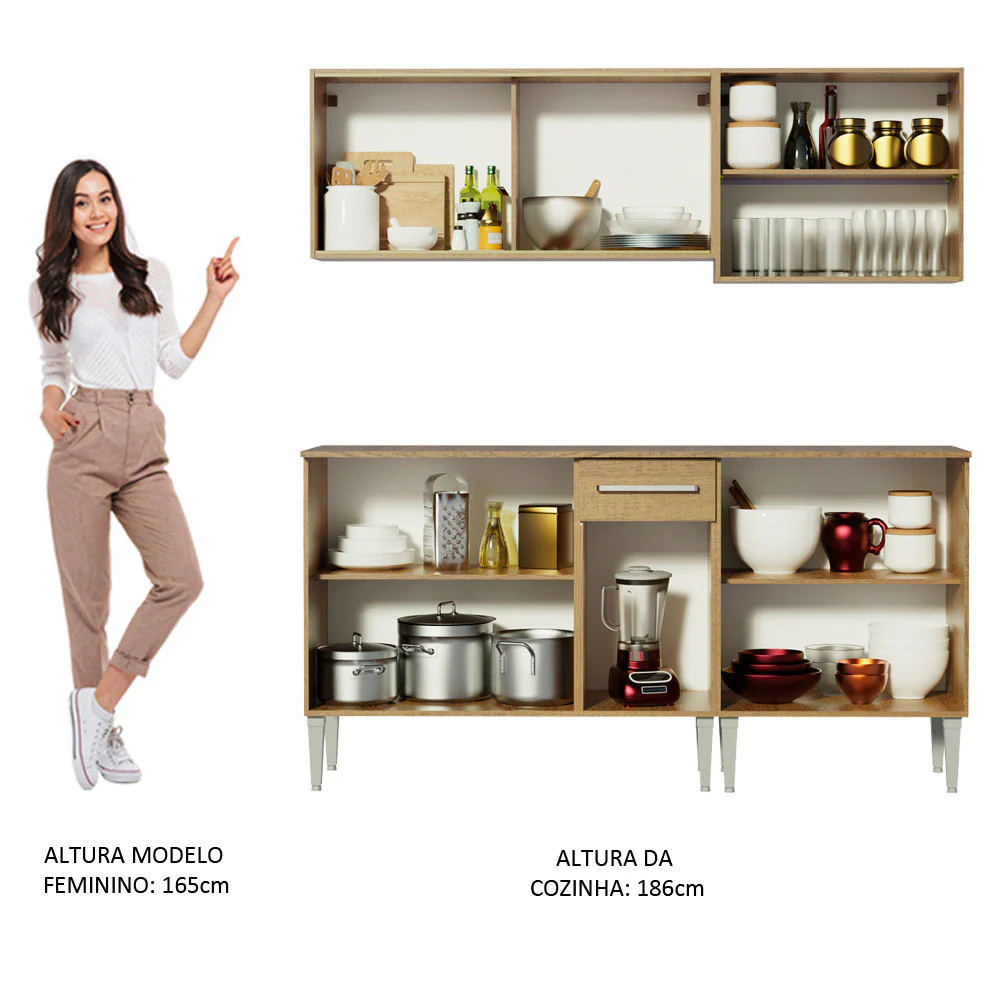 Armário de Cozinha Completa 169cm Rustic Emilly Drive Madesa 04 - Image 5