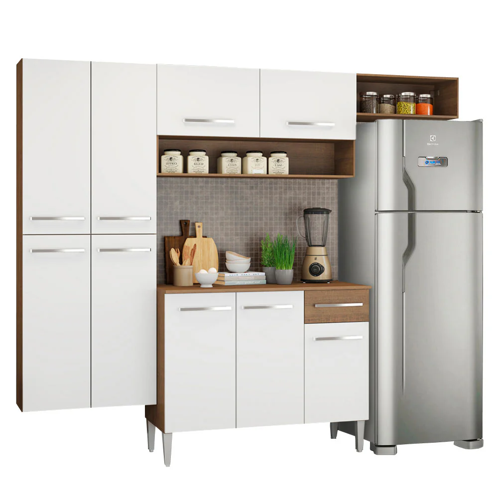 Armário de Cozinha Completa 229cm Rustic/Branco Emilly Fit Madesa 03 - Image 2