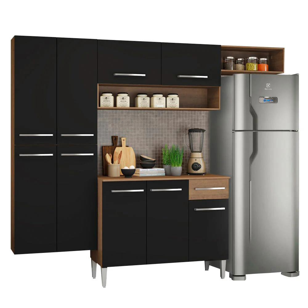 Armário de Cozinha Completa 229cm Rustic/Preto Emilly Fit Madesa 03 - Image 2