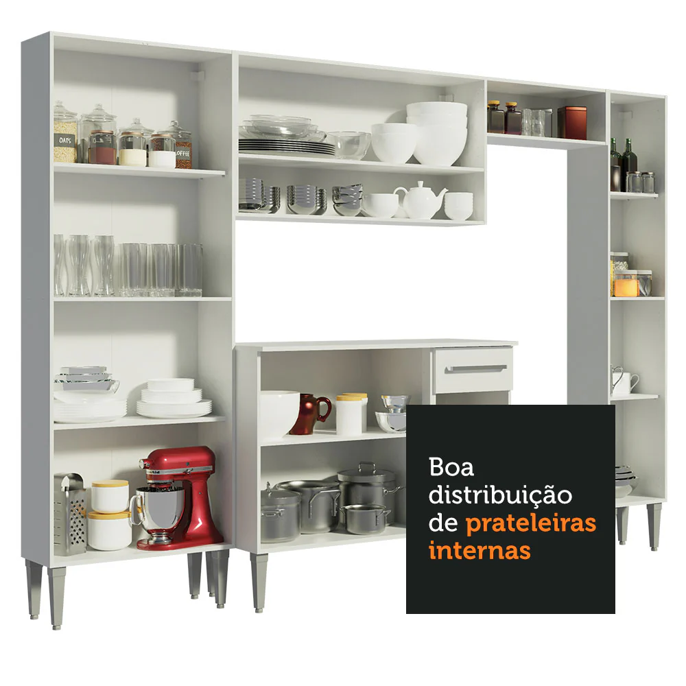Armário de Cozinha Completa 261cm Branco Emilly Hit Madesa - Image 8