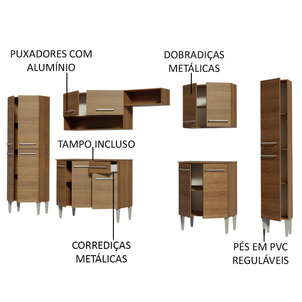 Armário de Cozinha Completa 325cm Rustic Emilly Joy Madesa 01 - Image 4