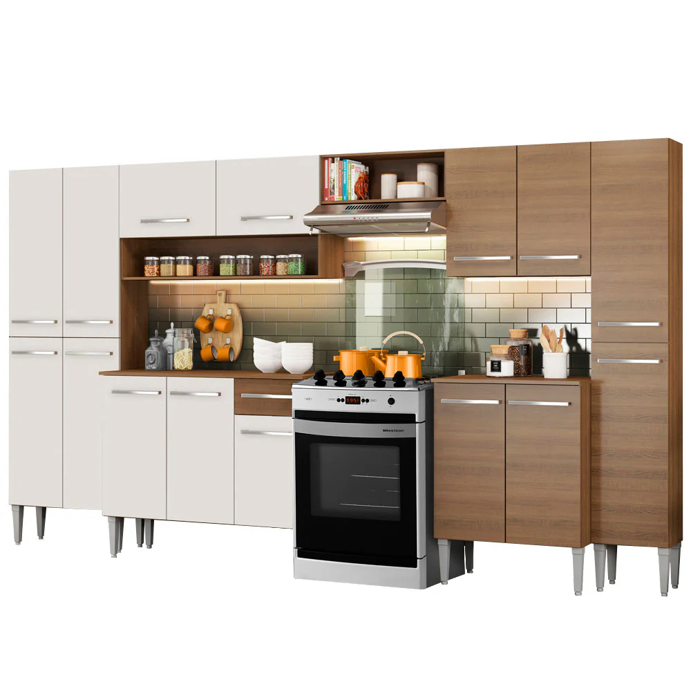 Armário de Cozinha Completa 325cm Rustic/Branco Emilly Joy Madesa 01 - Image 2