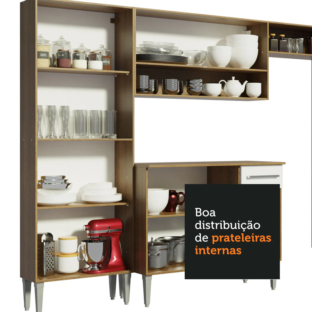 Armário de Cozinha Completa 325cm Rustic/Branco Emilly Joy Madesa 01 - Image 8