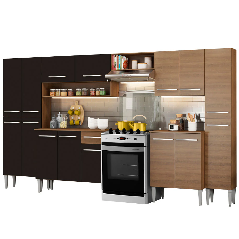 Armário de Cozinha Completa 325cm Rustic/Preto Emilly Joy Madesa 01 - Image 2