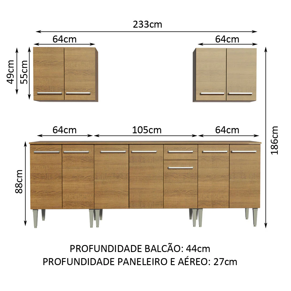 Armário de Cozinha Completa 233cm Rustic Emilly King Madesa 01 - Image 3