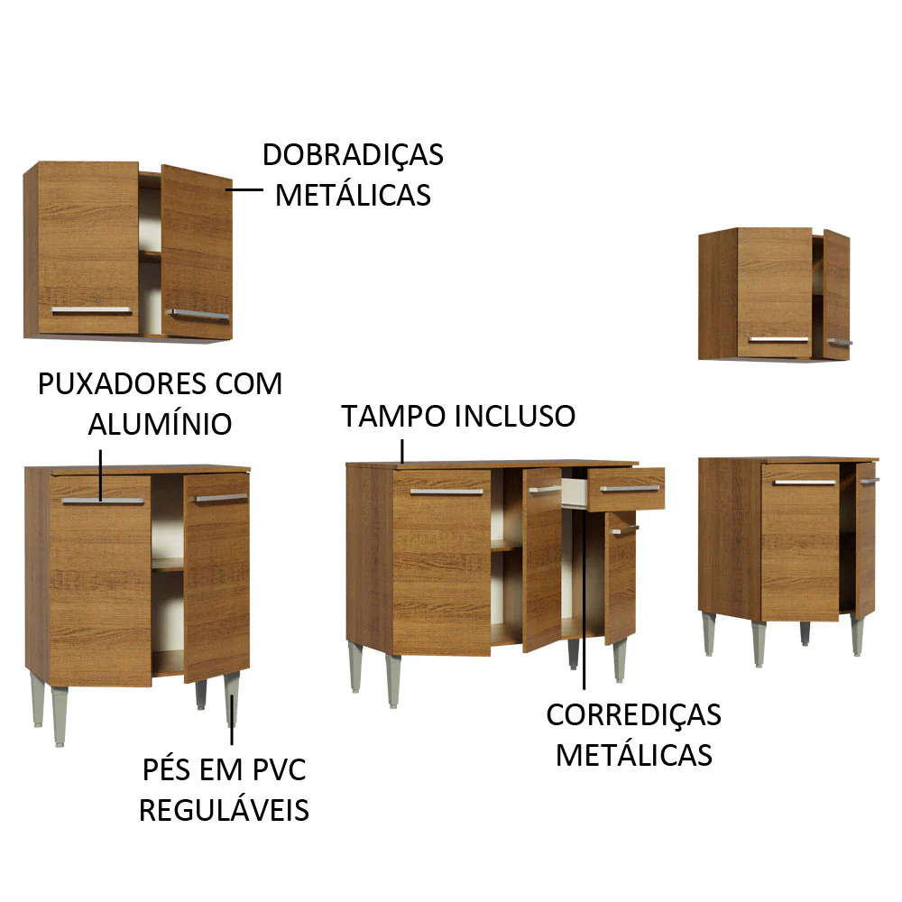 Armário de Cozinha Completa 233cm Rustic Emilly King Madesa 01 - Image 4