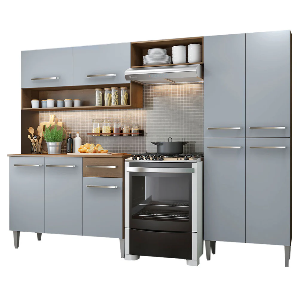 Armário de Cozinha Completa 229cm Rustic/Cinza Emilly Pop Madesa - Image 2