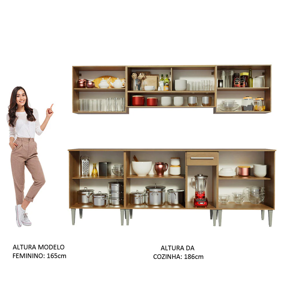 Armário de Cozinha Completa 233cm Rustic Emilly Smile Madesa 04 - Image 5