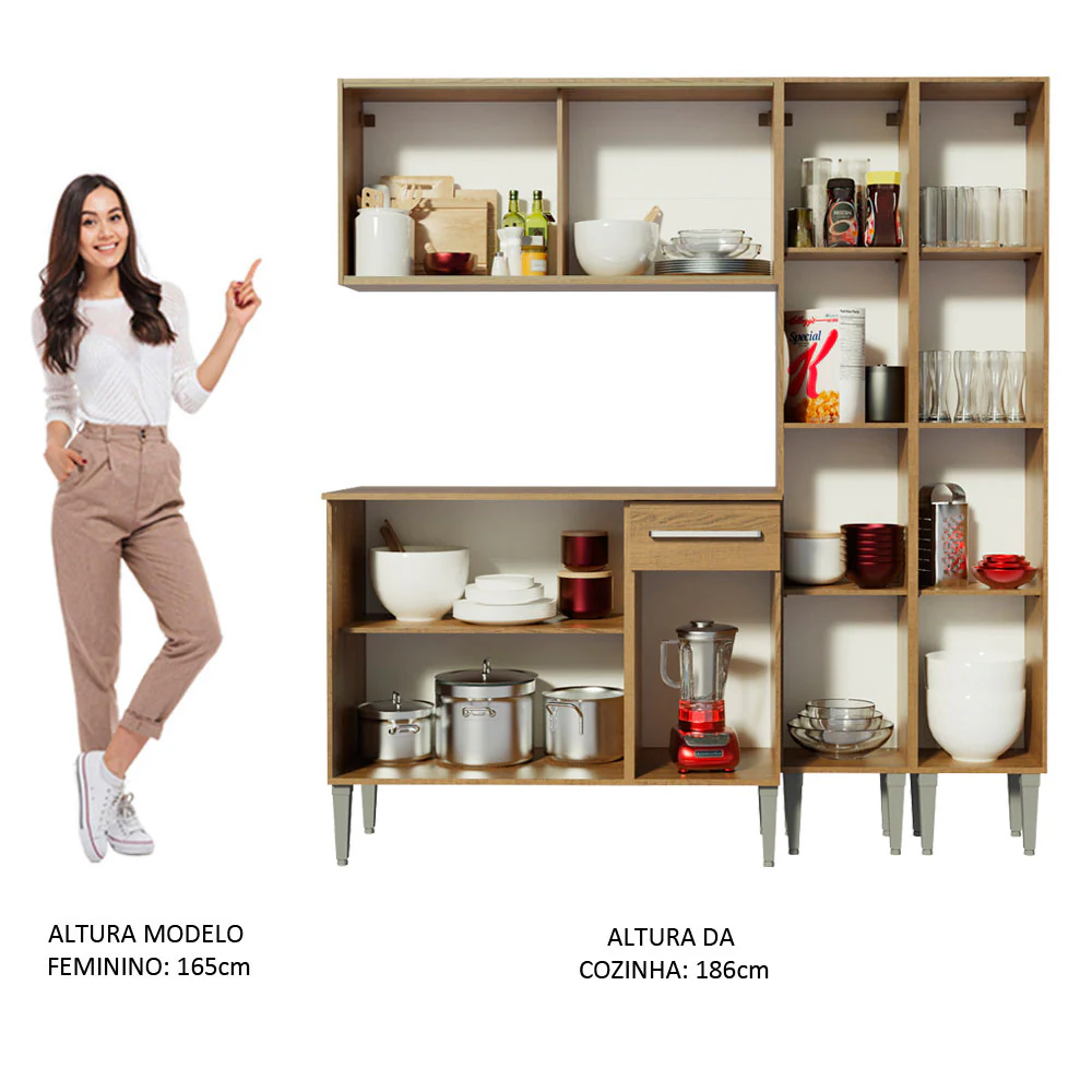 Armário de Cozinha Completa 169cm Rustic Emilly Voice Madesa 06 - Image 5