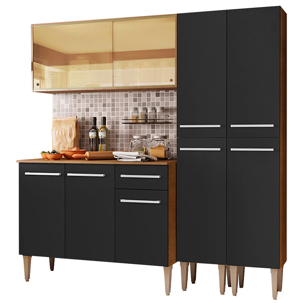 Armário de Cozinha Completa 169cm Rustic/Preto Emilly Voice Madesa 06 - Image 2