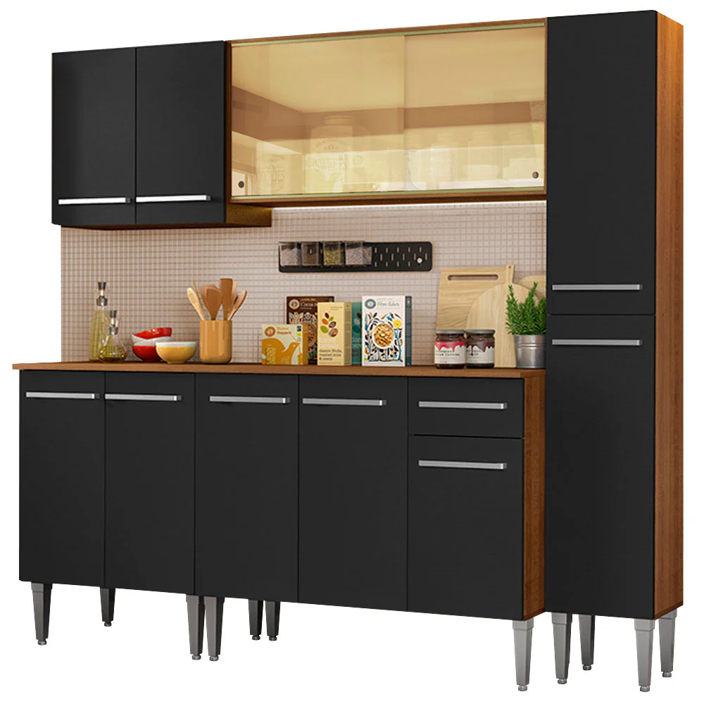 Armário de Cozinha Completa 201cm Rustic/Preto Emilly West Madesa 03 - Image 2