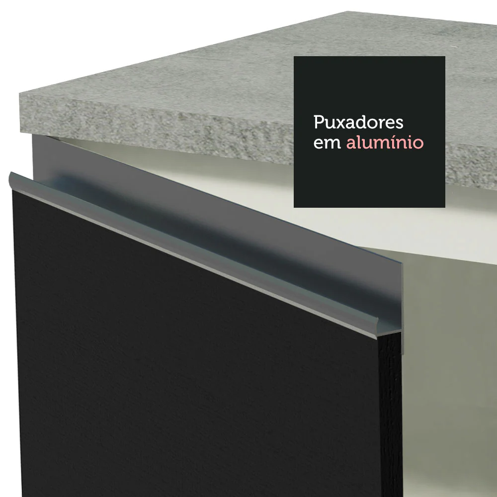 Armário de Cozinha Completa 280cm Branco/Preto/Branco Genova Madesa 04 - Image 6