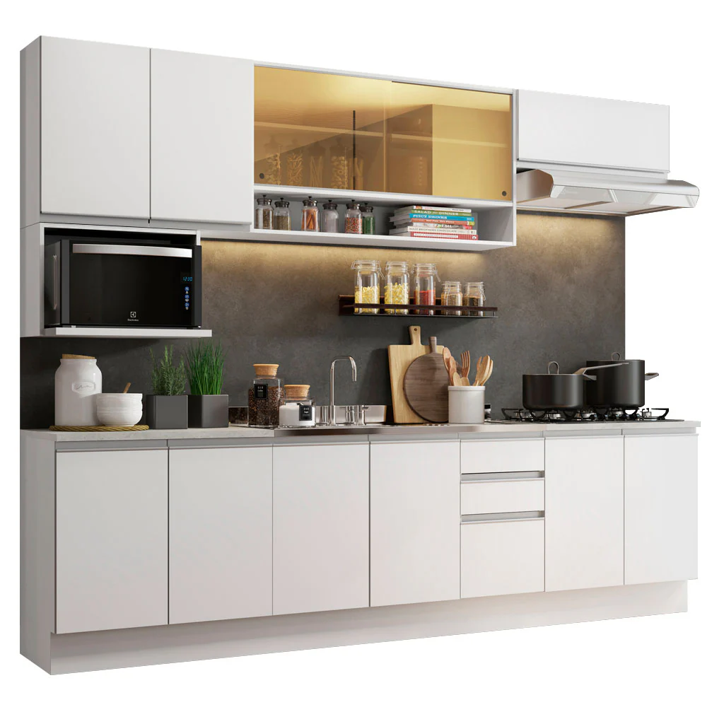 Armário de Cozinha Completa 280cm Branco Genova Madesa 04 - Image 2