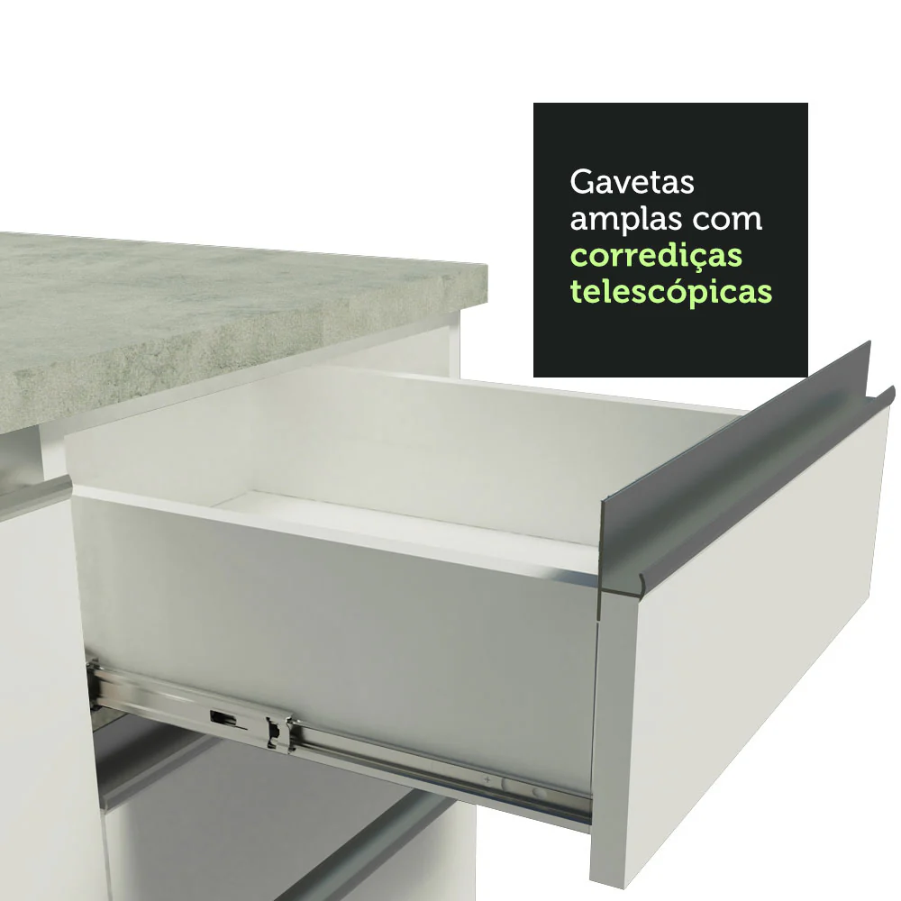 Armário de Cozinha Compacta 160cm Branco Glamy Madesa 01 - Image 7