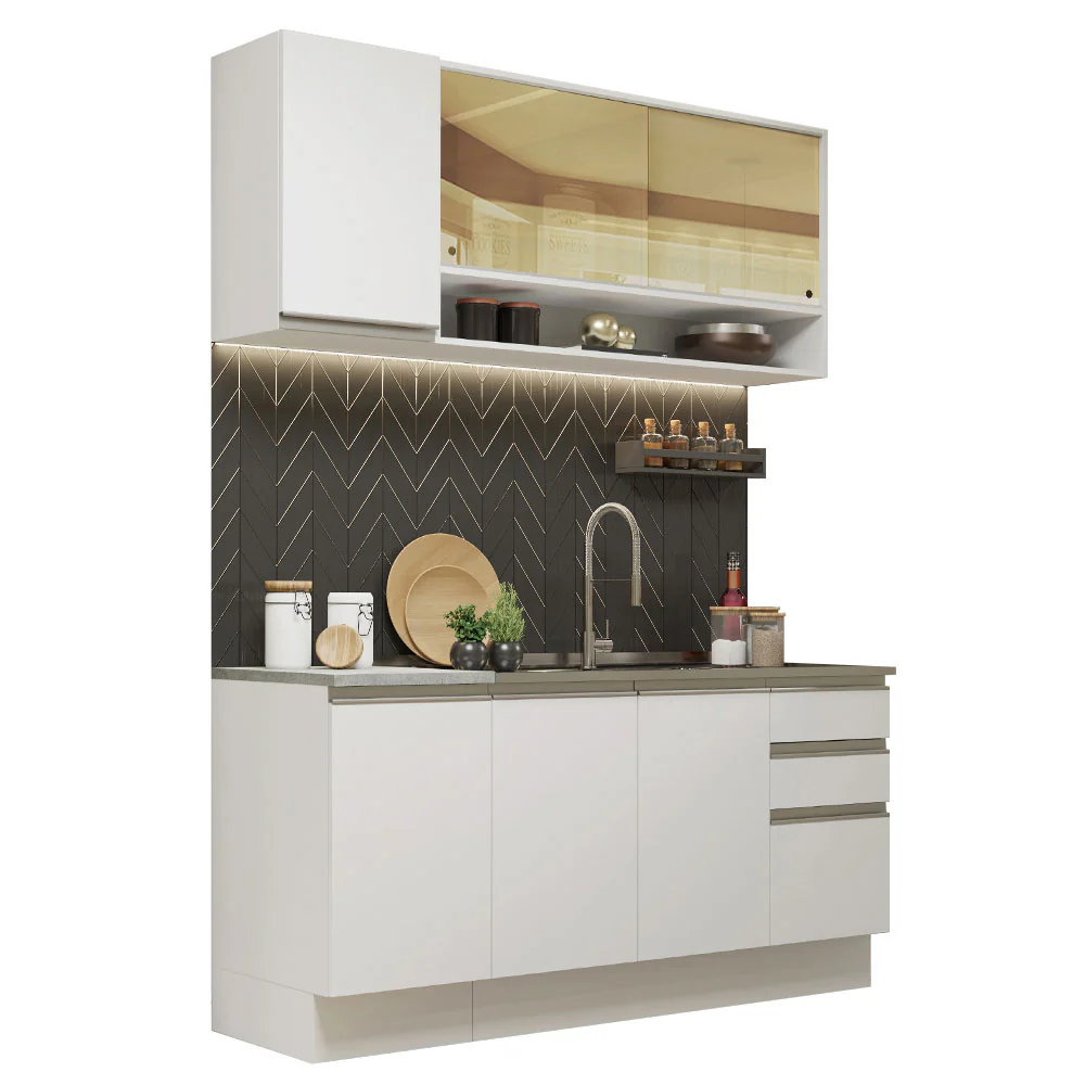 Armário de Cozinha Compacta 160cm Branco Glamy Madesa 02 - Image 2