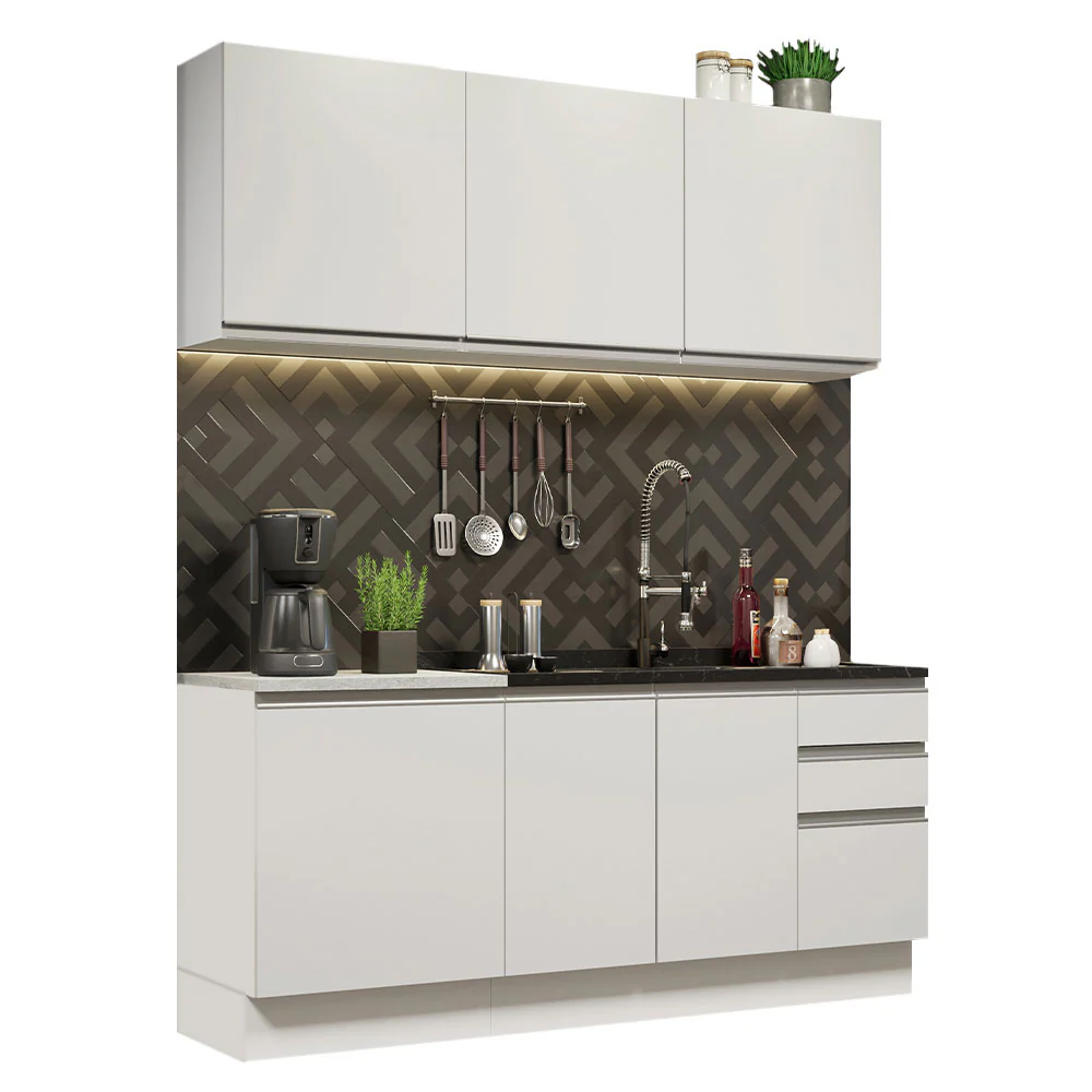 Armário de Cozinha Compacta 180cm Branco Glamy Madesa 05 - Image 2
