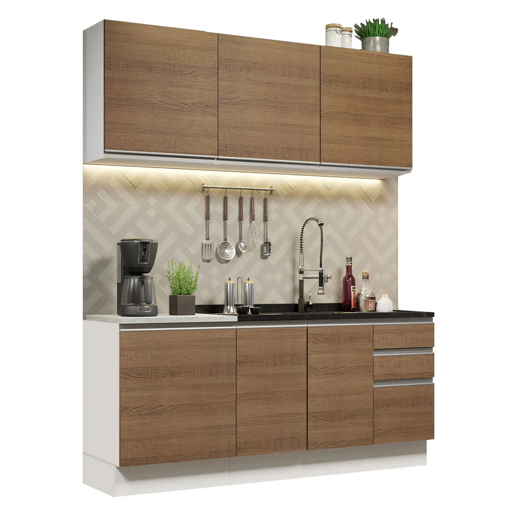 Armário de Cozinha Compacta 180cm Branco Rustic Glamy Madesa 05 - Image 2