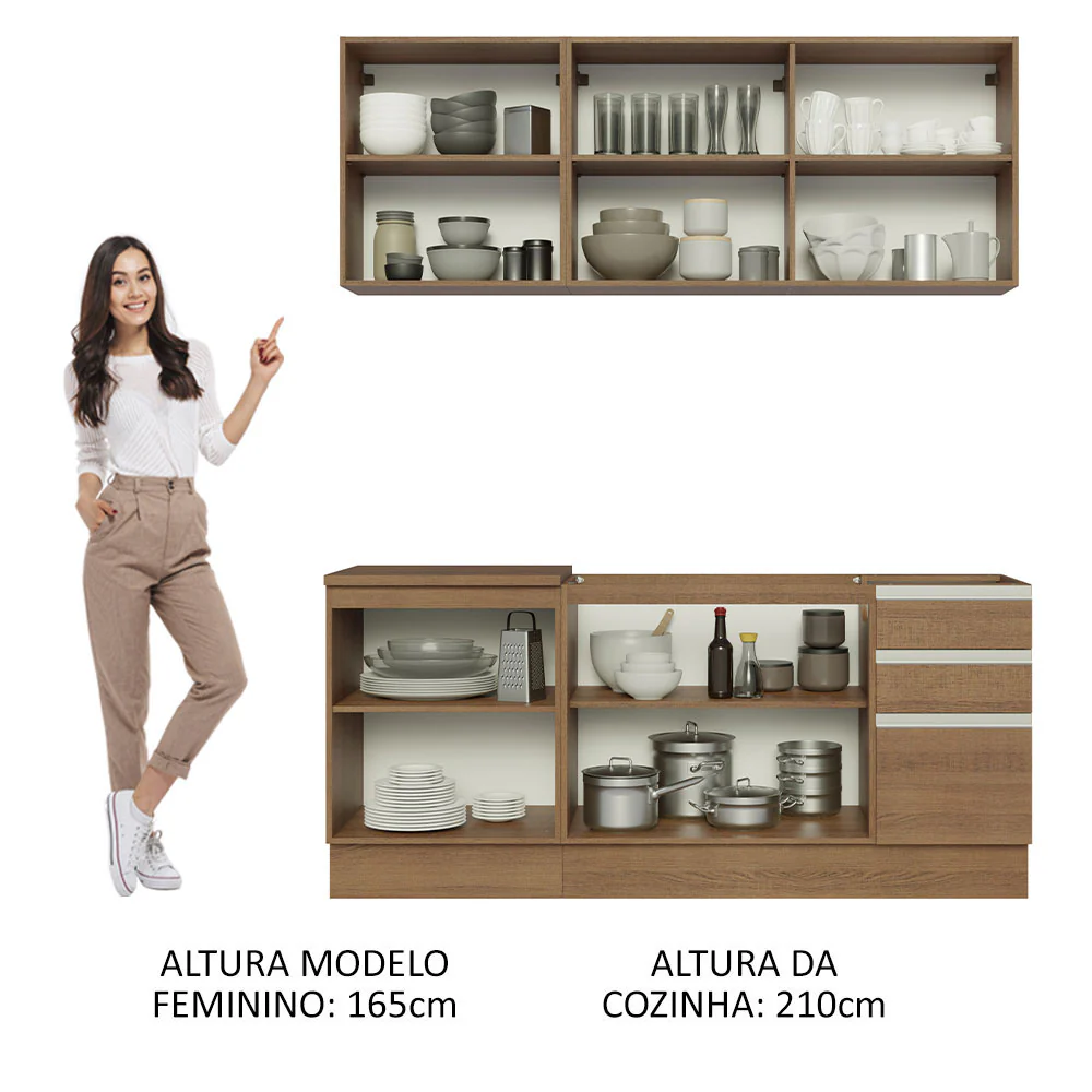 Armário de Cozinha Compacta 180cm Rustic Glamy Madesa 05 - Image 5