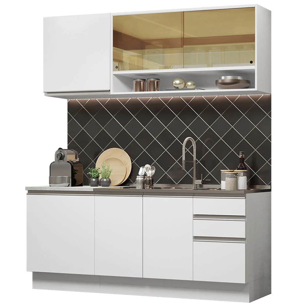 Armário de Cozinha Compacta 180cm Branco Glamy Madesa 06 - Image 2