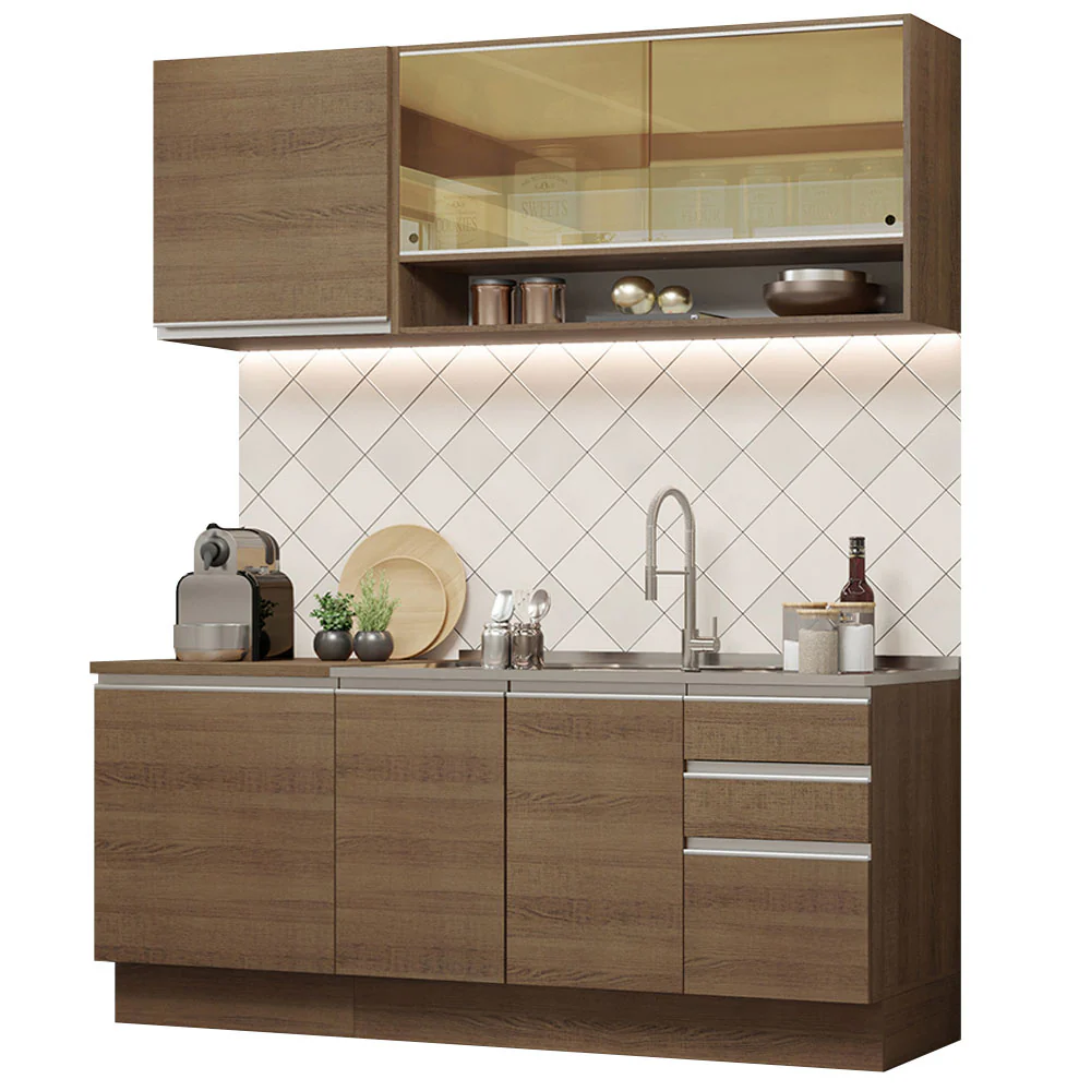 Armário de Cozinha Compacta 180cm Rustic Glamy Madesa 06 - Image 2
