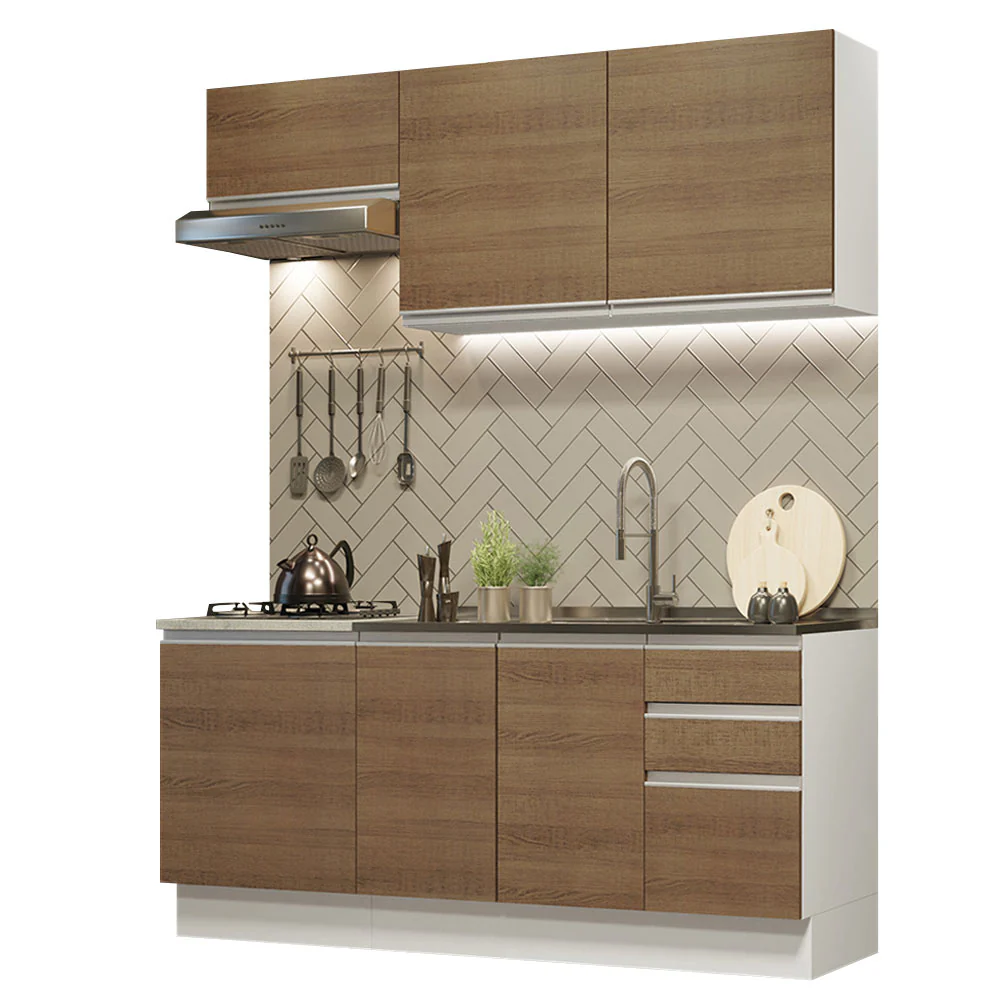 Armário de Cozinha Compacta 180cm Branco Rustic Glamy Madesa 07 - Image 2