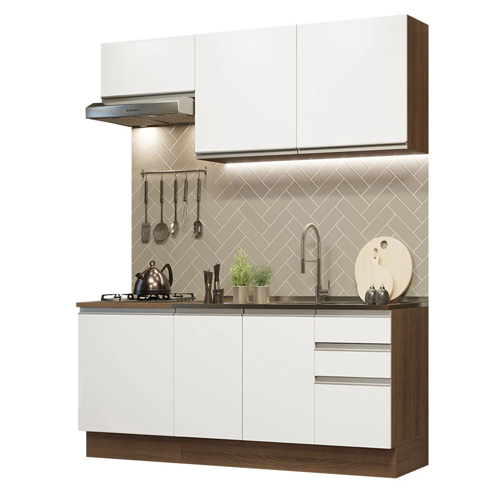 Armário de Cozinha Compacta 180cm Rustic Branco Glamy Madesa 07 - Image 2