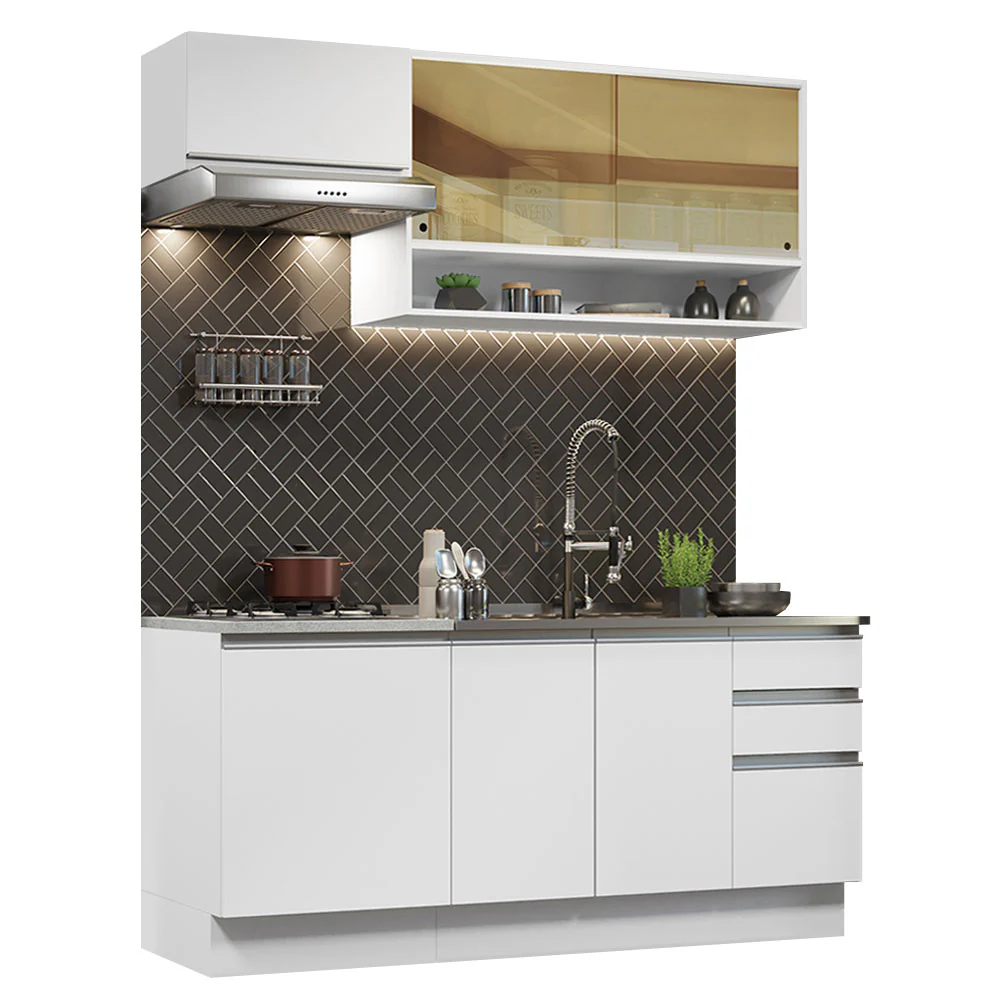 Armário de Cozinha Compacta 180cm Branco Glamy Madesa 08 - Image 2