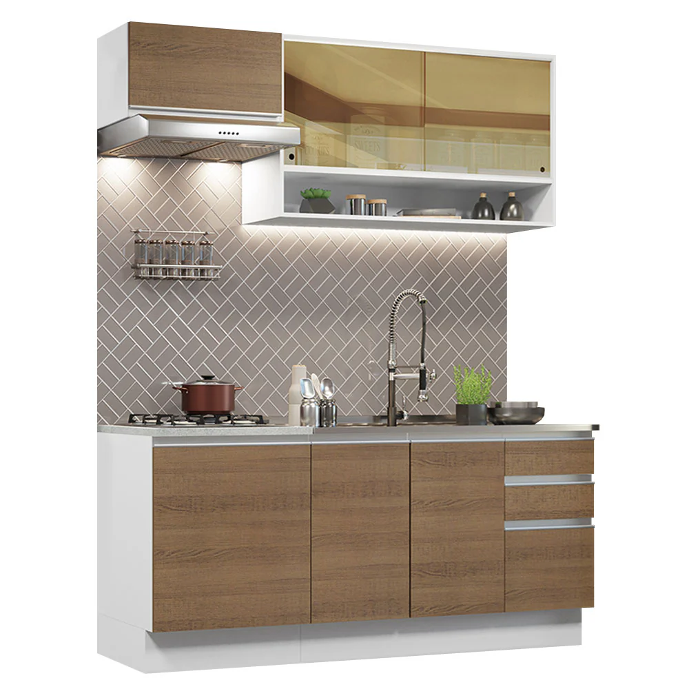 Armário de Cozinha Compacta 180cm Branco Rustic Glamy Madesa 08 - Image 2
