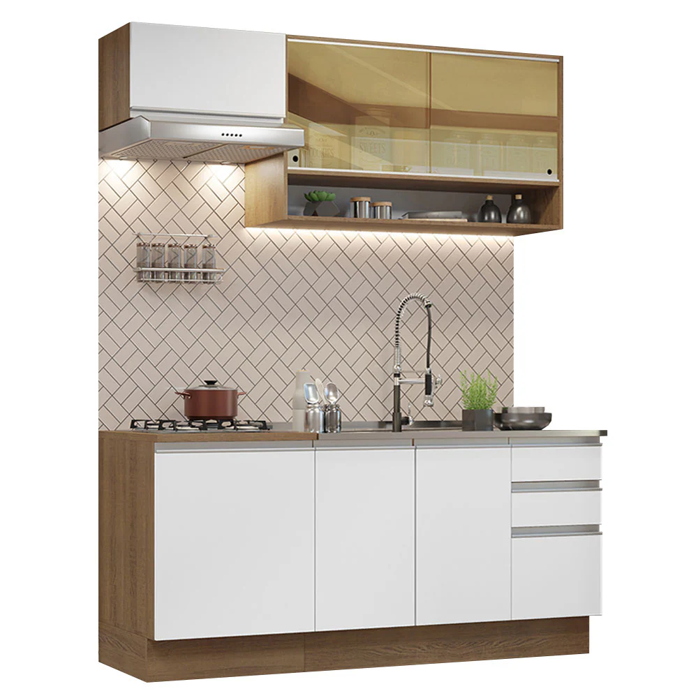 Armário de Cozinha Compacta 180cm Rustic Branco Glamy Madesa 08 - Image 2