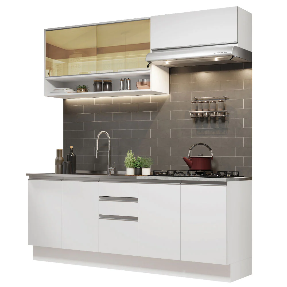 Armário de Cozinha Compacta 200cm Branco Glamy Madesa 03 - Image 2