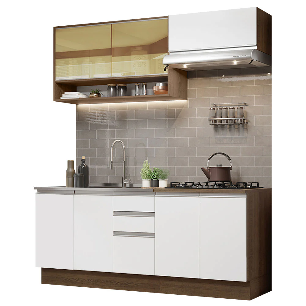 Armário de Cozinha Compacta 200cm Rustic Branco Glamy Madesa 03 - Image 2