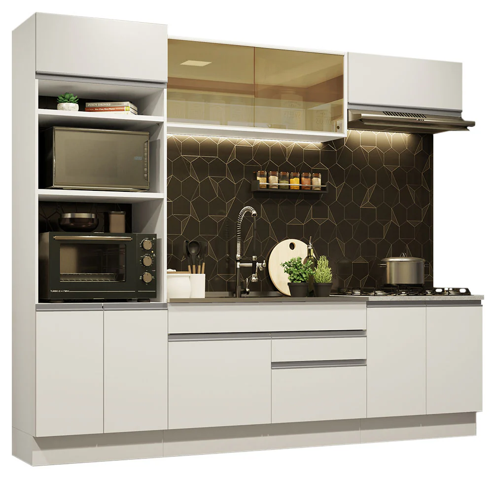 Armário de Cozinha Completa 270cm Branco Glamy Madesa 10 - Image 2